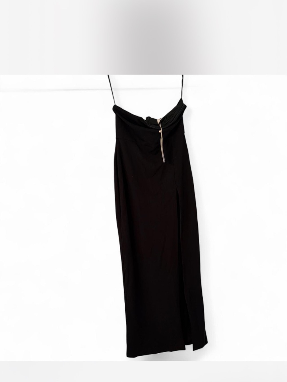 MESHKI Black Strapless maxi Dress with Front slit Detail